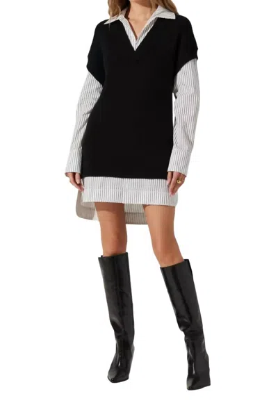 Astr Ishilly Layered Sweater Dress Black White