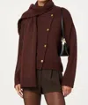 Astr Jackeline Asymmetrical Scarf Cardigan In Wine In Burgundy