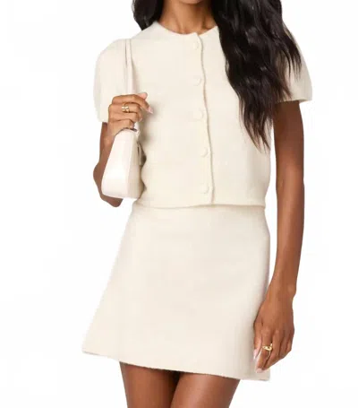 Astr Jailyn Short Sleeve Button Down Cardigan In Cream In Neutral