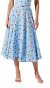 Astr The Label Janie Polka Dot Midi Skirt In Blue