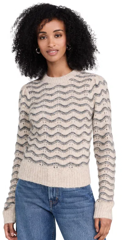 Astr Jaylani Taupe And Grey Pointelle Knit Pullover Sweater