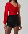 Astr Jenah One Shoulder Top In Red In Red