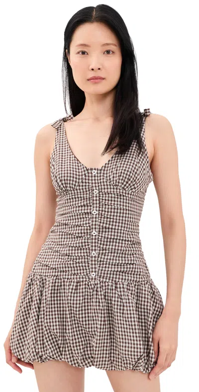 Astr Jeliany Mini Dress Brown Gingham