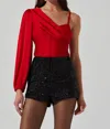 Astr Jenah One Shoulder Top In Red In Red