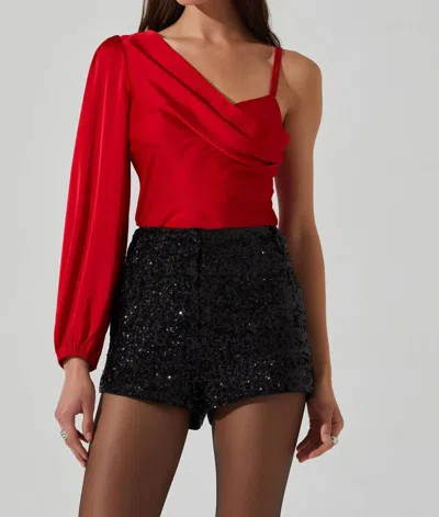 Astr Jenah One Shoulder Top In Red