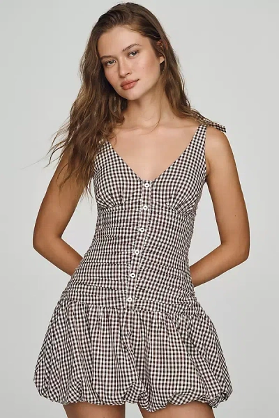 Astr Jeriany Bubble-hem Mini Dress In Brown