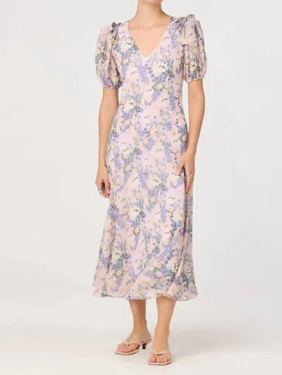 Astr Jessenia Floral V Neck Midi Dress In Lilac In Pink
