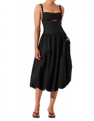 ASTR JEVI SLEEVELESS BUBBLE MIDI DRESS IN BLACK