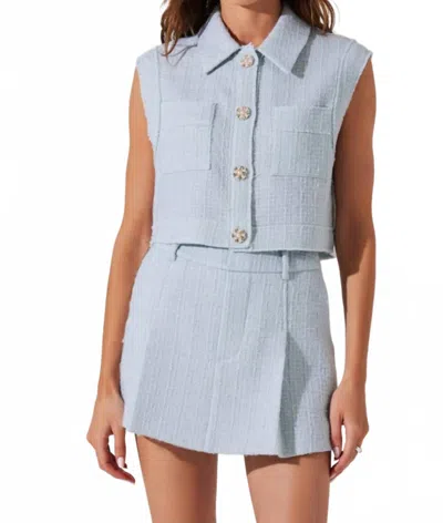 Astr Jhene Sleeveless Tweed Top In Blue