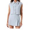 Astr The Label Jhene Sleeveless Wool Blend Tweed Top In Blue