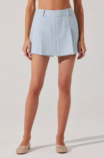 Astr Jhene Tweed Pleated Skort In Blue
