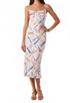 Astr Joan Printed Maxi Dress In White Multi Script In White