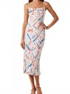 Astr Joan Printed Maxi Dress In White Multi Script In Multi