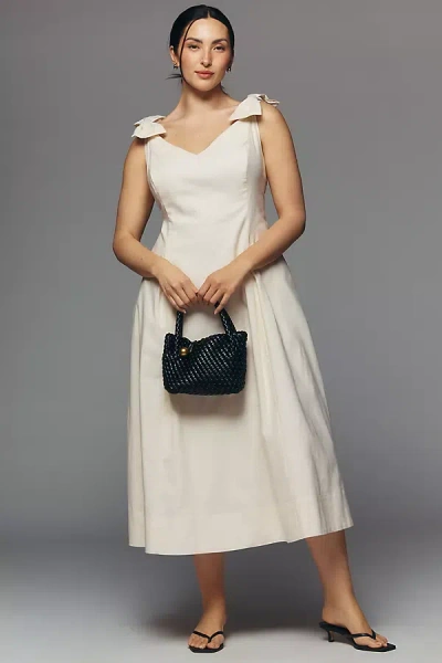 Astr Joleena Plus Linen Cotton Midi Dress In White