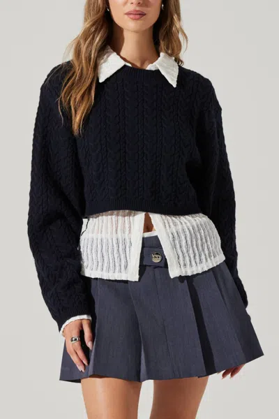 Astr Jolie Sweater In Midnight In Multi