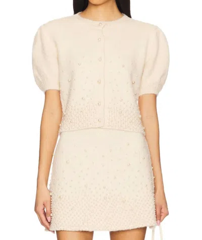 Astr Joly Pearl Embellished Cardigan In Soft Blushcolor In Neutral