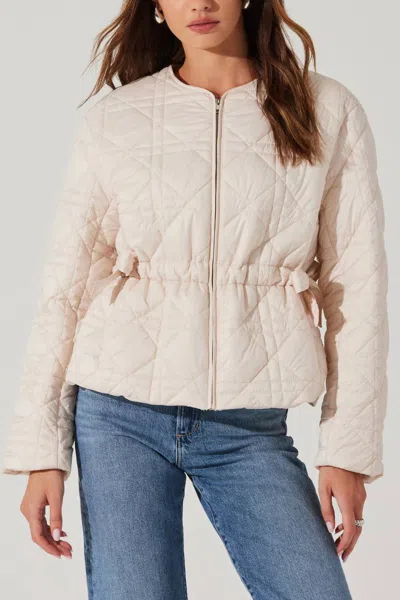 Astr Joslyn Diamond Quilted Jacket In Beige In Neutral