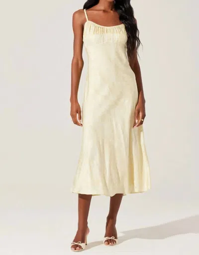 Astr Kaiya Jacquard Satin Midi Dress In Yellow