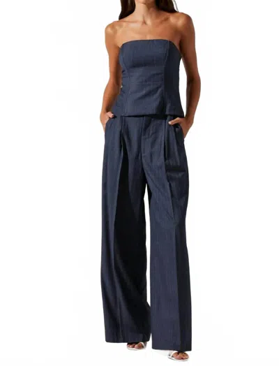 Astr Kalani Tube Top In Blue Pinstripe