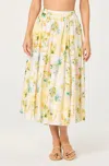 Astr Kaleigh Midi Skirt In Lemon Paradise In Multi