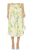 Astr Kaleigh Midi Skirt In Lemon Paradise In Multi