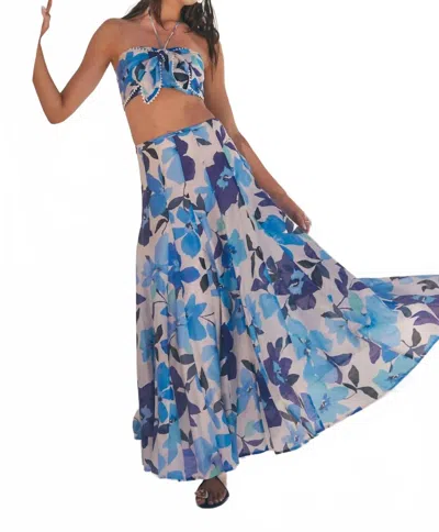 Astr Kaley Maxi Skirt In Blue Floral