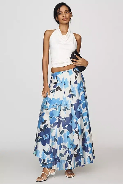 Astr The Label Kaley Floral Paneled Maxi Skirt In Blue