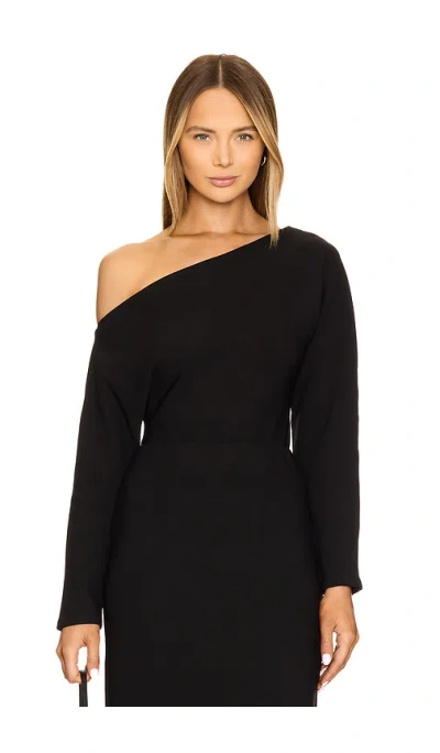 Astr The Label Kana One-shoulder Jersey Top In Black