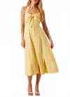 Astr Katherine Halter Neck Dress In Butter Yellow In Multi