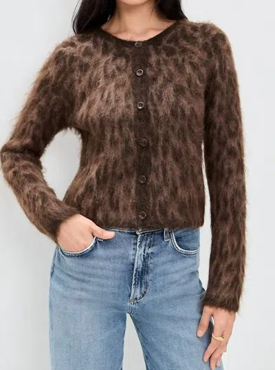 Astr The Label Katria Fuzzy Cheetah Print Cardigan In Brown