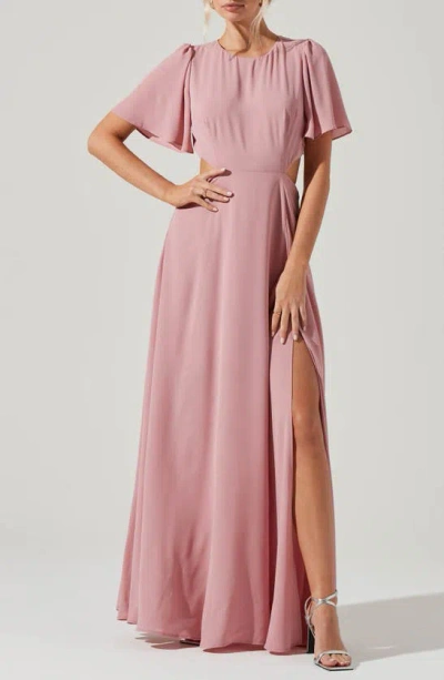 Astr Katrina Back Cutout Maxi Dress In Vintage Rose