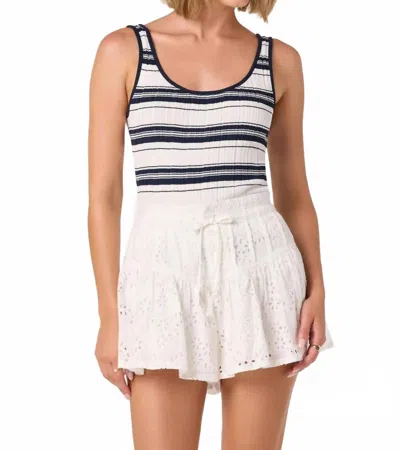 Astr Kaylea Sweater Tank Top In Navy Stripe In White