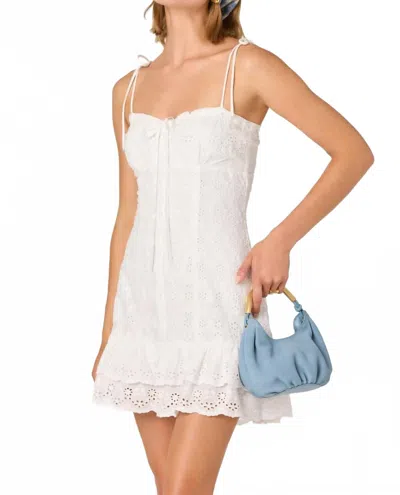 Astr Kelley Eyelet Tie-strap Mini Dress In White