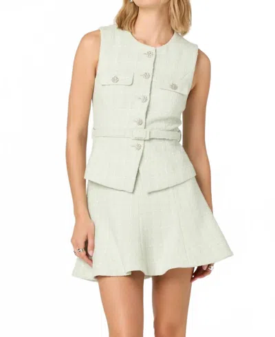 Astr Kelson Belted Tweed Vest In Mint In Neutral