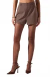Astr Gisselle High Waist Shorts In Brown Wine Plaid In Brown