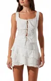Astr The Label Kensley Embroidered Eyelet Cotton Tie Front Camisole In White