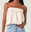 Astr The Label Khloe Strapless Bow Bubble Hem Top In White