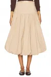 Astr Kia Drop Waist Bubble Hem Midi Skirt In Tan In Neutral