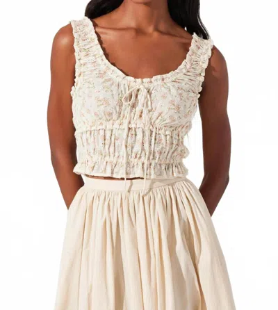 ASTR KISSEL FLORAL EYELET CROPPED TOP IN CREAM