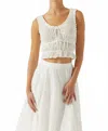 Astr The Label Kissel Eyelet Embroidered Shirred Crop Tank In White