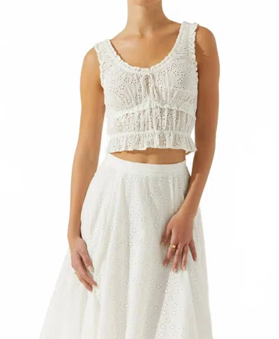 ASTR KISSEL TIERED EYELET TOP IN WHITE