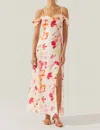 Astr The Label Kitura Abstact Print Cold Shoulder Dress