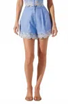 Astr The Label Kiya Eyelet Hem Linen Shorts In Black