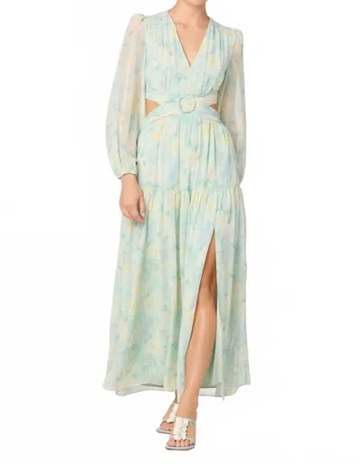 Astr The Label Klarissa Long Sleeve Chiffon Maxi Dress In Green