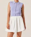 Astr The Label Kori Collared Cotton Sweater Vest In Blue