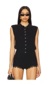 Astr The Label Kori Collared Cotton Sweater Vest In Black