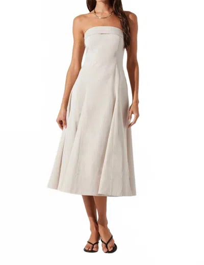 Astr Kyla Fitted Strapless Midi Dress In Tan In White