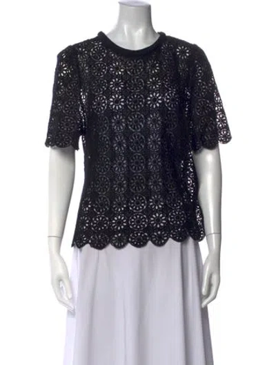 Pre-owned Astr Lace Pattern Crew Neck Sweater In Black