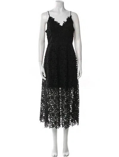 Pre-owned Astr Lace Pattern Long Dress In Black