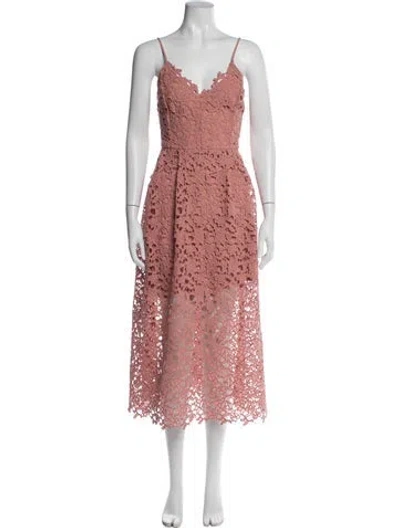 Pre-owned Astr Lace Pattern Long Dress In Red